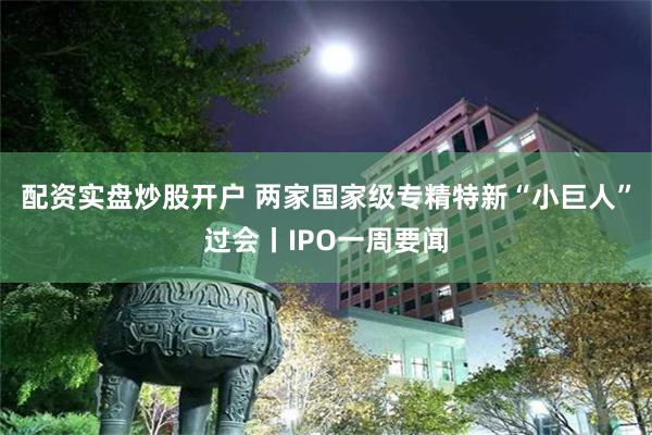 配资实盘炒股开户 两家国家级专精特新“小巨人”过会丨IPO一