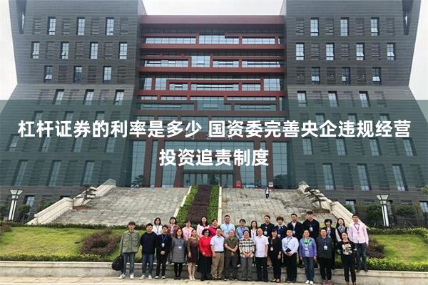 杠杆证券的利率是多少 国资委完善央企违规经营投资追责制度